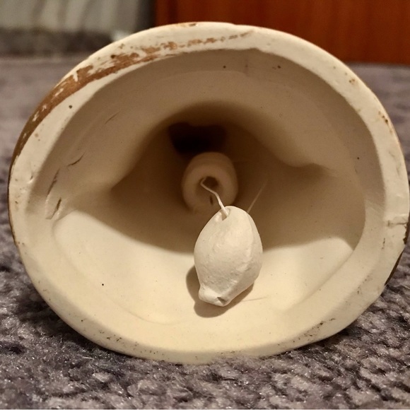 Vintage Trio of Glazed Ceramic Christmas Angel Bells with Reticulated Wings - Picture 7 of 10